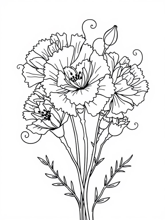 abstract carnations coloring page