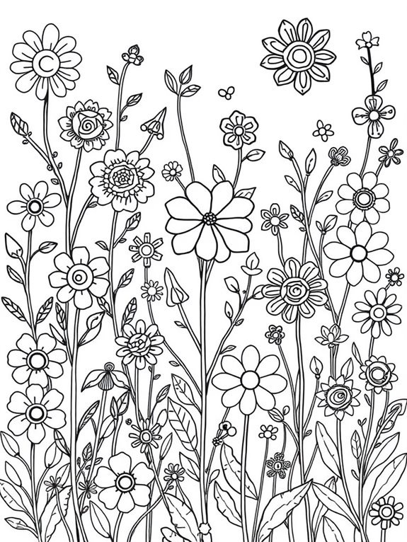 abstract floral coloring page