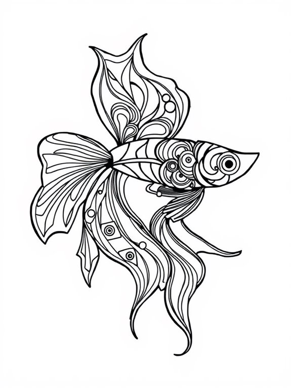 abstract guppy coloring page