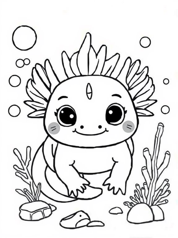 adorable axolotl coloring activity