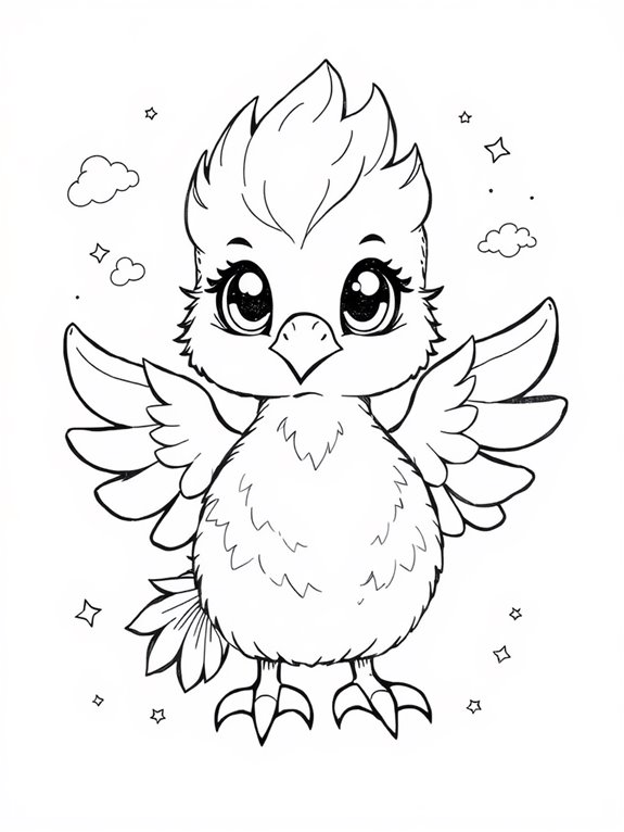 adorable baby phoenix illustration