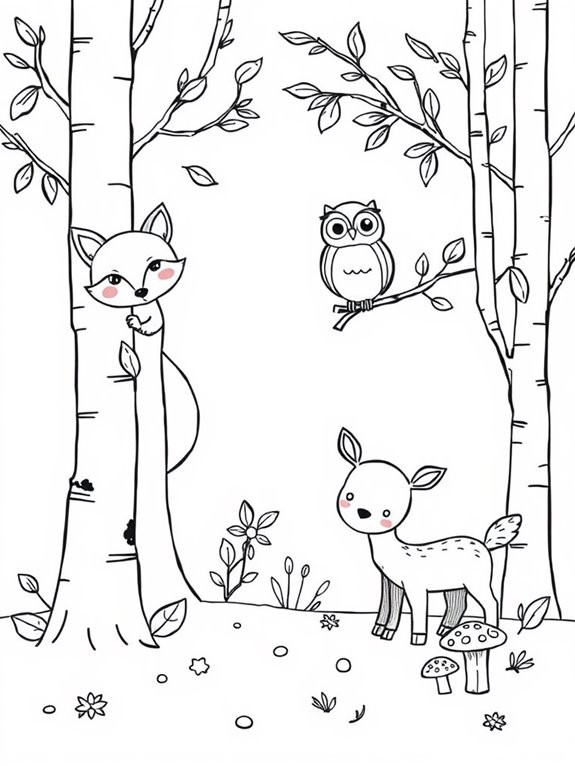 adorable birch tree animals