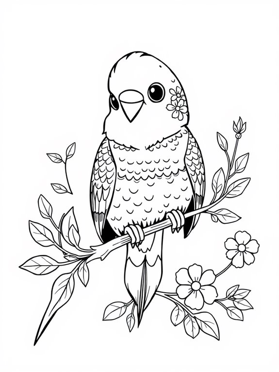 adorable budgerigar coloring page