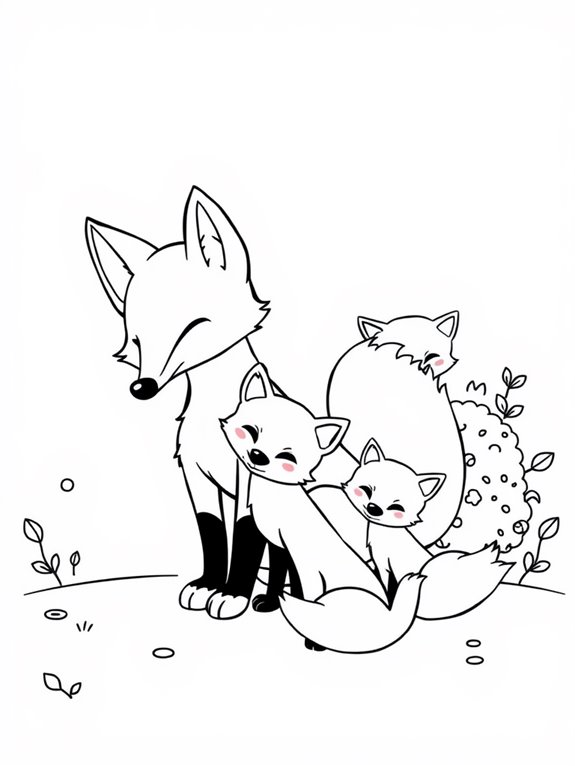 adorable fox family illustration