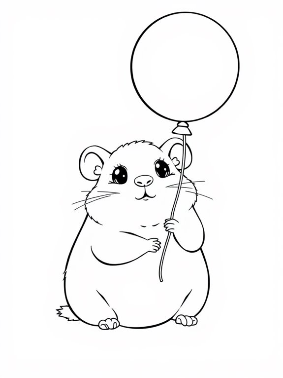 adorable hamster holding balloon