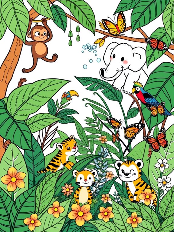 adorable jungle coloring page