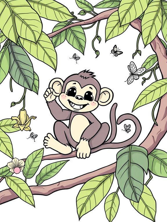 adorable monkey rainforest illustration