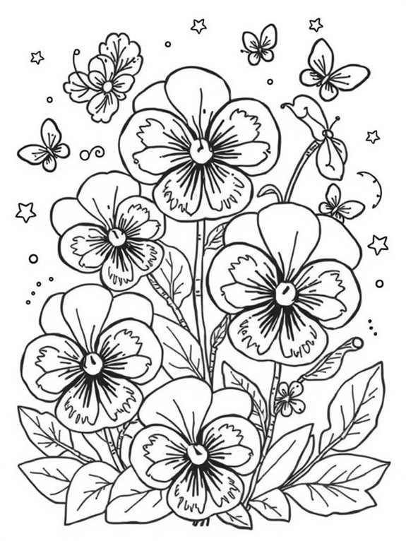 adorable pansies coloring activity