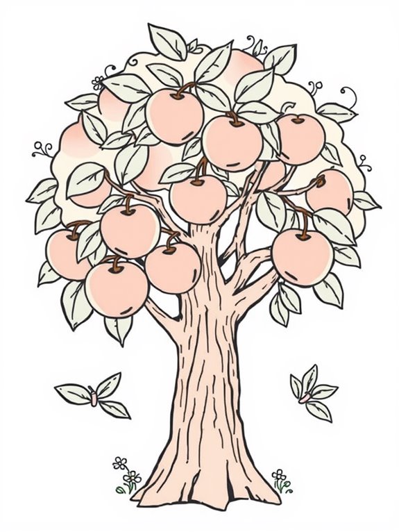 adorable peach tree illustration