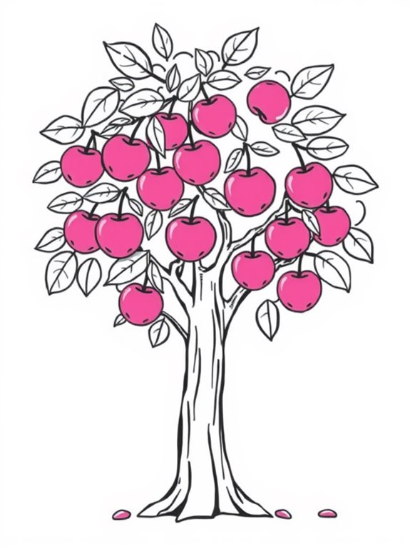 adorable plum tree illustration