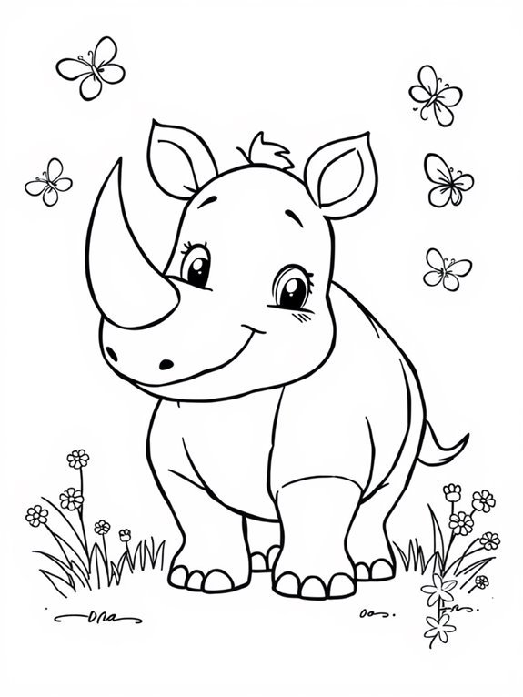 adorable rhinos coloring activity