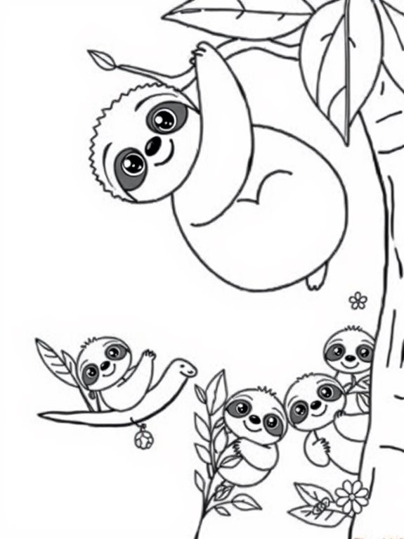 adorable sloths coloring activity