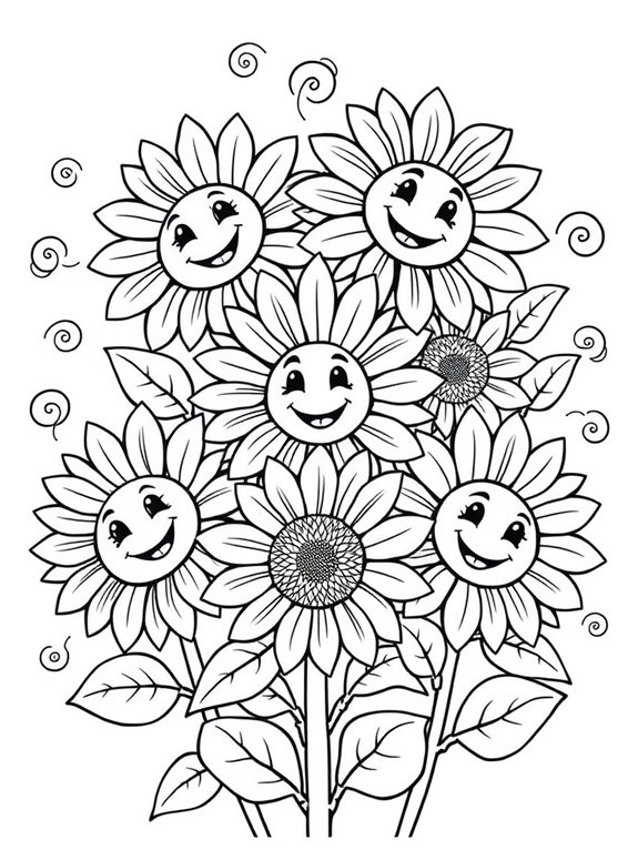 adorable sunflower coloring page