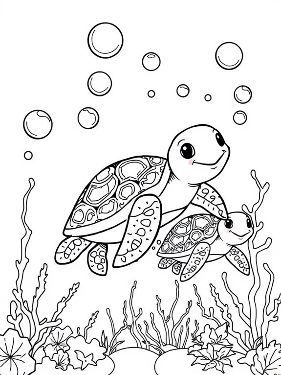 adorable turtles and bubbles