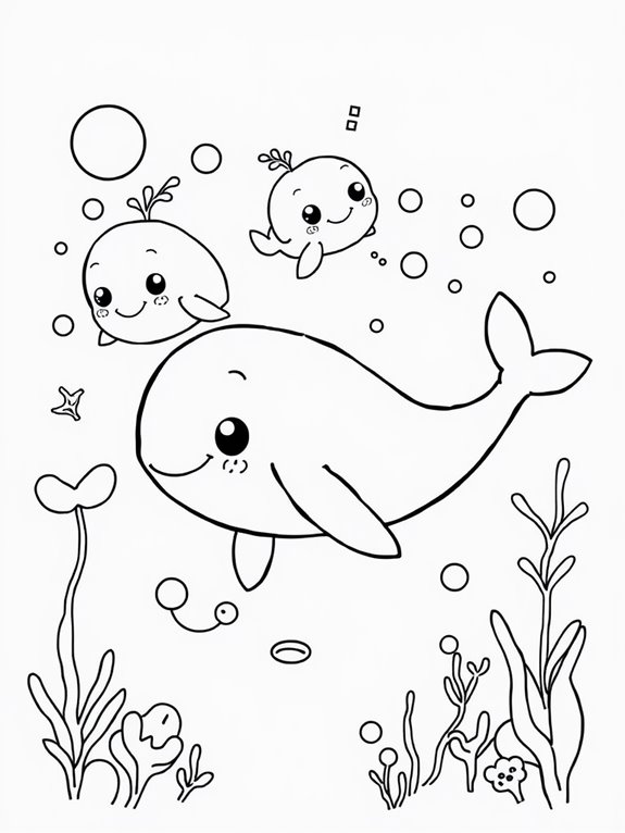 adorable whale coloring page