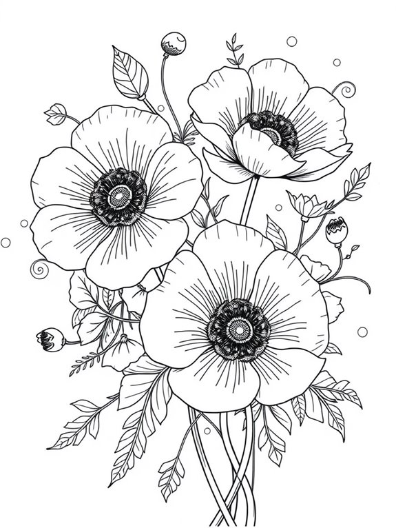 anemones coloring page design