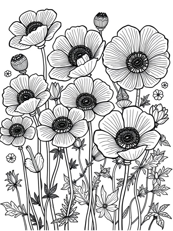 anemones coloring page design