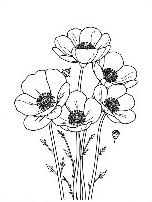 anemones coloring page design