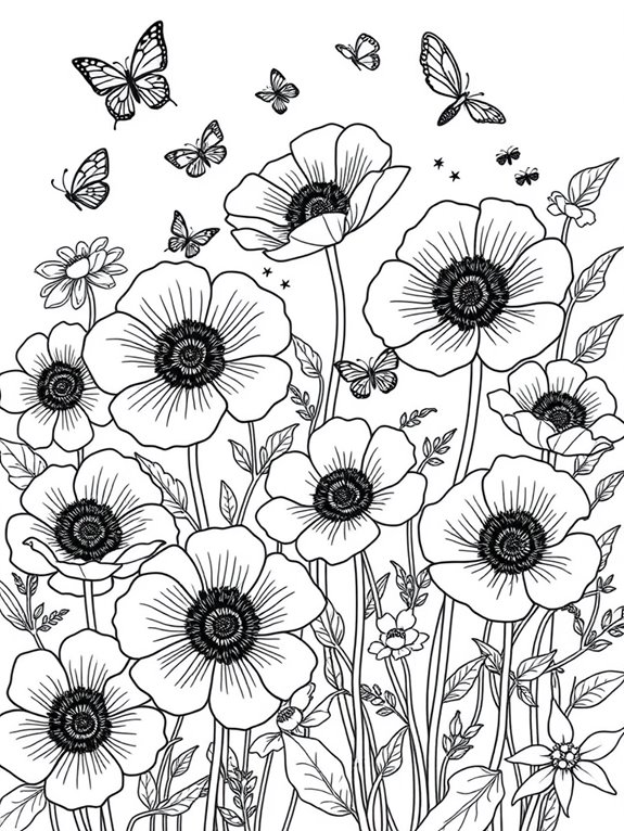 anemones garden coloring page