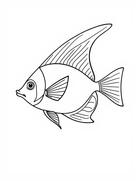 angelfish coloring page outline