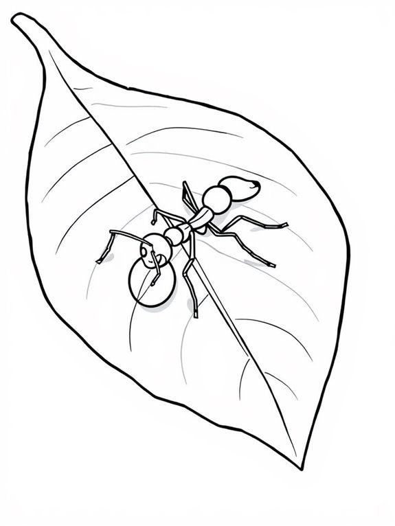 ant holding leaf illustration