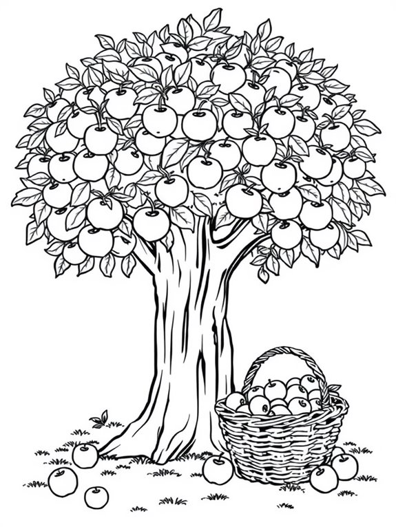 apple tree with basket