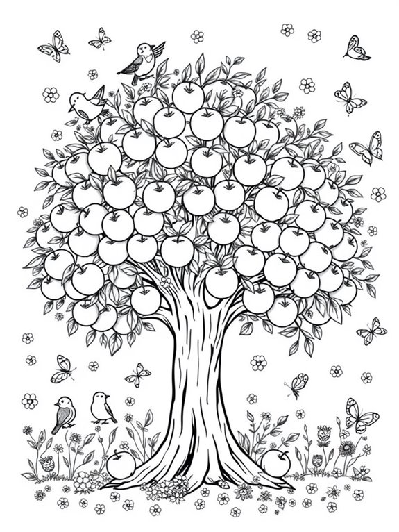 apple tree with birds