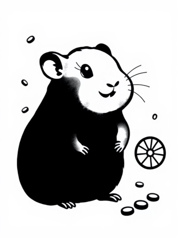 artistic hamster silhouette coloring page