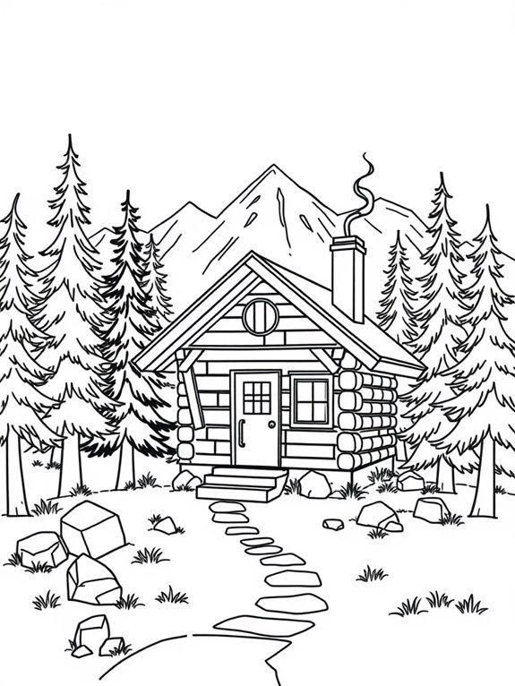 aspen cabin coloring page