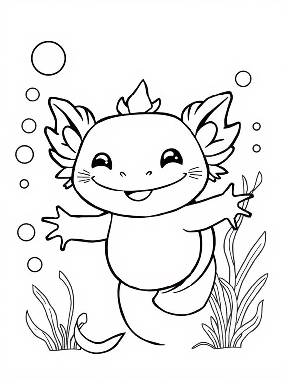 axolotl coloring page design