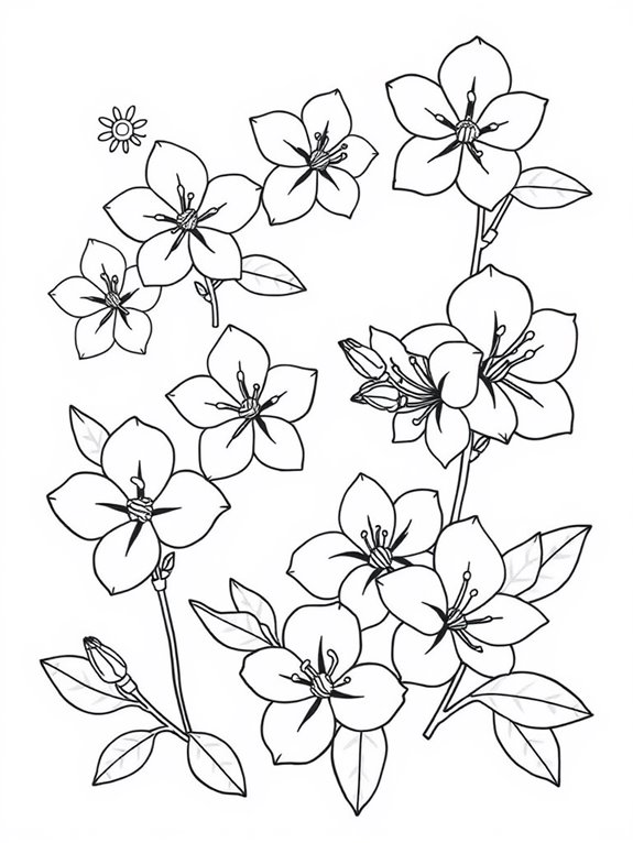 azaleas coloring page design