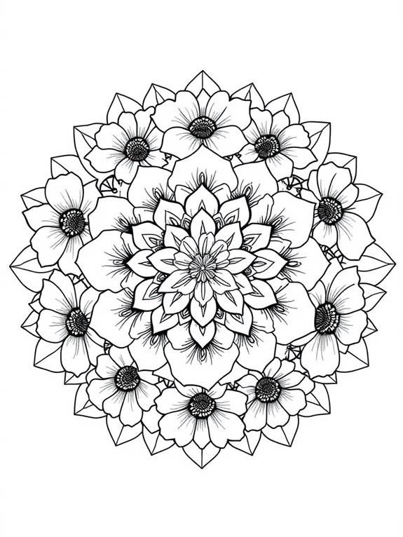 azaleas floral mandala design