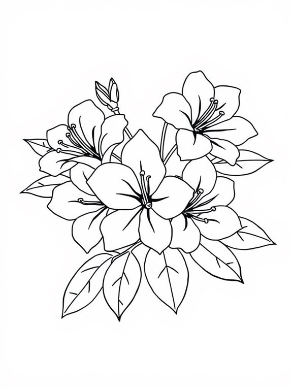 azaleas flower coloring page