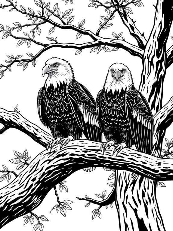 bald eagles on branch