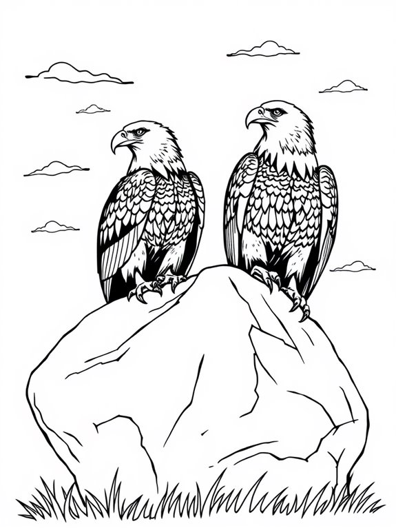 bald eagles on rock