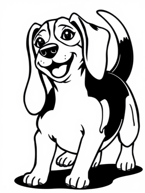 beagle tail wagging coloring page