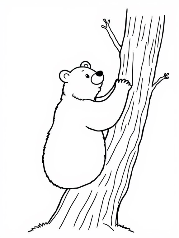 bear climbing tree outline