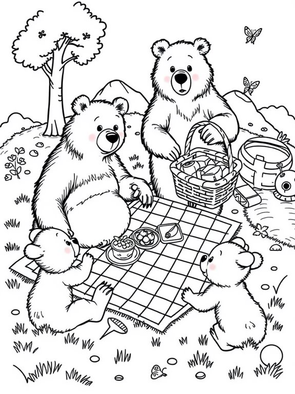 bear family picnic scene