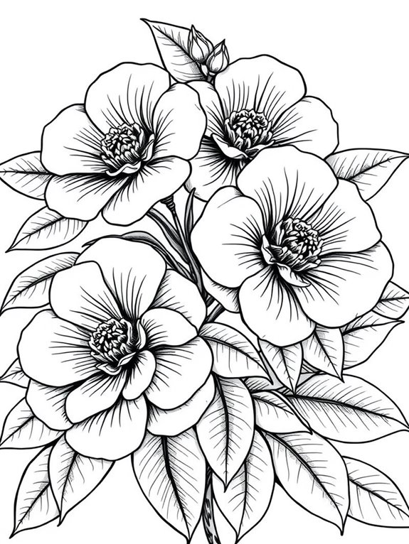 beautiful camellias coloring page