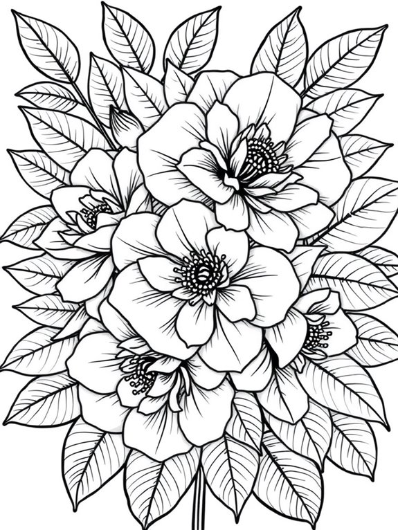 beautiful camellias coloring page