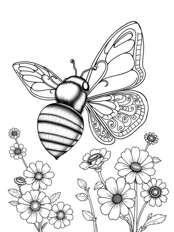 bee and butterfly coloring