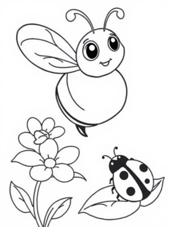 bee and ladybug illustration