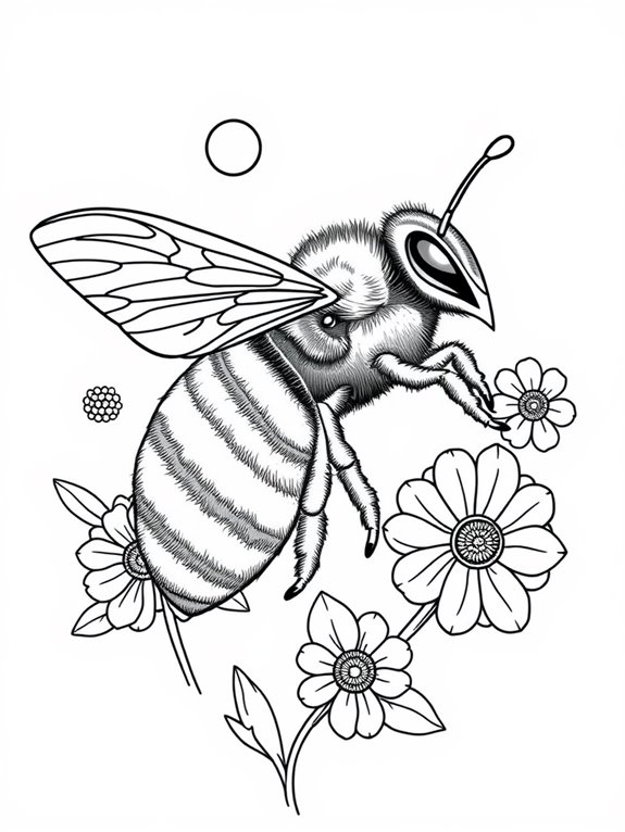 bee themed artistic coloring page