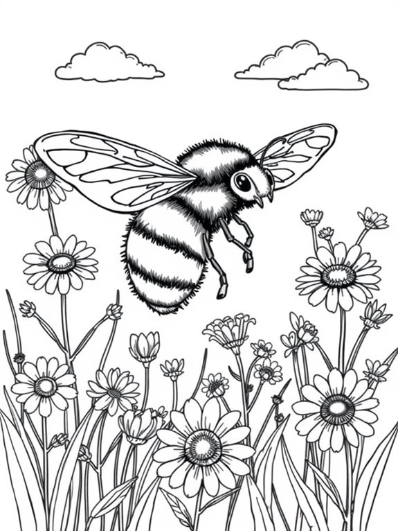 bee themed coloring page