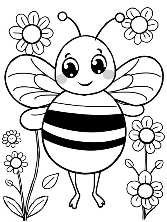 bee themed coloring page