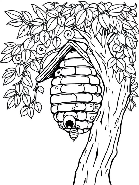 beehive with tree backdrop