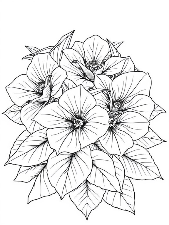 begonias flower arrangement coloring page