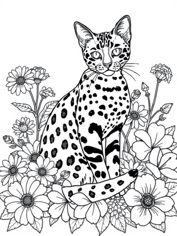 bengal cat floral design