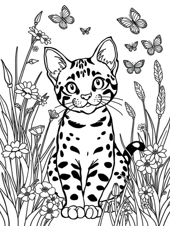 bengal cat garden scene