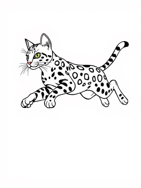 bengal cat jumping illustration